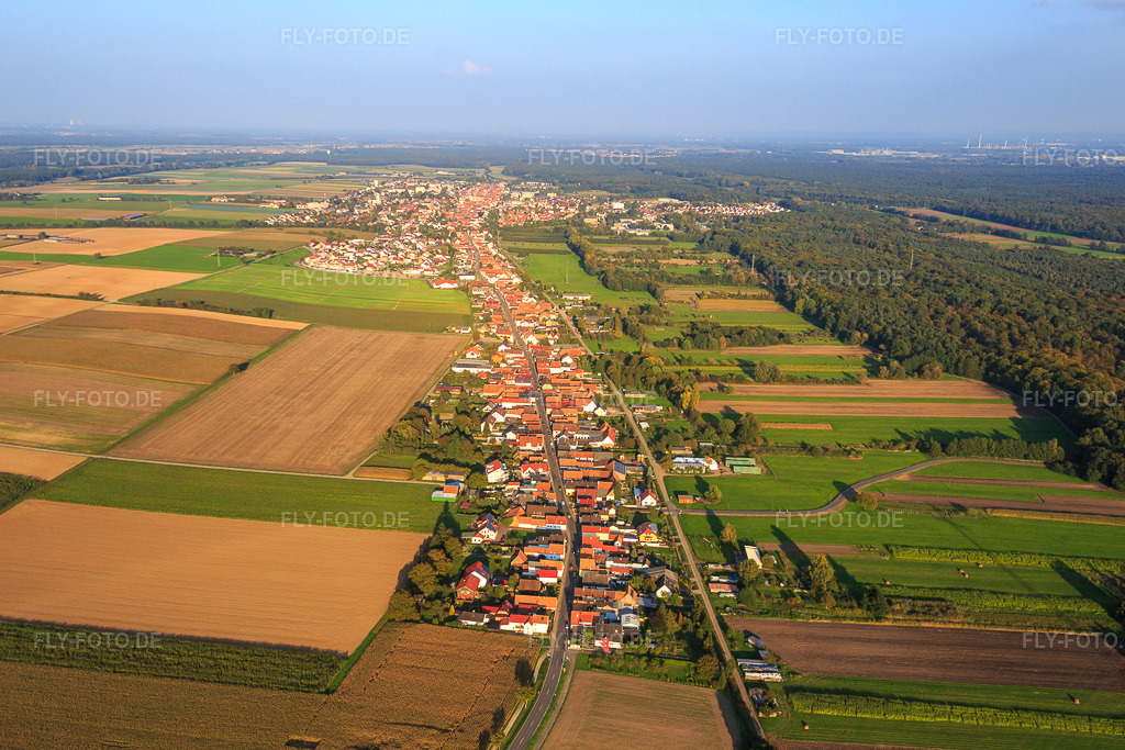 Luftbild: Saarstraße von Westen in Kandel im Bundesland Rheinland-Pfalz in Deutschland. Foto: IMG_073868.jpg vom 03.10.2014 durch Werner Riehm/FLY-FOTO.de