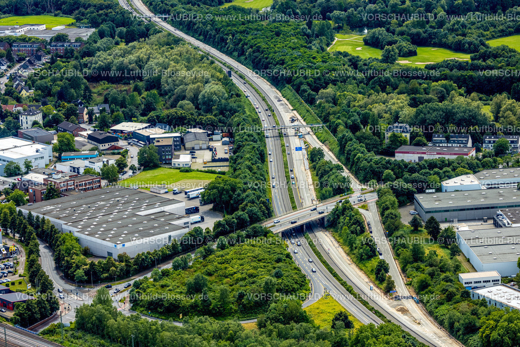 Duisburg240703537-Sued | Luftbild, Duisburg-Süd, Autobahn A59 mit Anschlussstelle Großenbaum, Brücke Altenbrucher Damm, BÄKO-ZENTRALE eG Grosshändler, Buchholz, Duisburg, Ruhrgebiet, Nordrhein-Westfalen, Deutschland