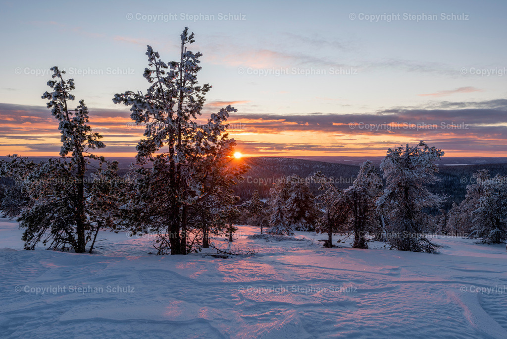 Finnland im Winter | Sonnenuntergang auf dem Särkitunturi in Finnisch-Lappland. - Realisiert mit Pictrs.com
