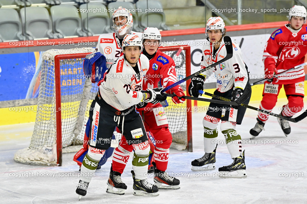 EC KAC Future Team vs. Rittner Buam 16.11.202 | #26 Marzolini Marco, #22 Waschnig Lukas, #29 Furlong Colin, #3 Tauferer David