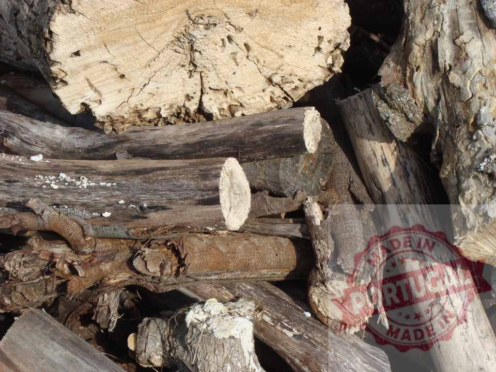 Stacked woodpiles showcasing natural wood and bark texture | Stacked logs forming a woodpile, showing aged wooden textures in sunlight - Realisiert mit Pictrs.com