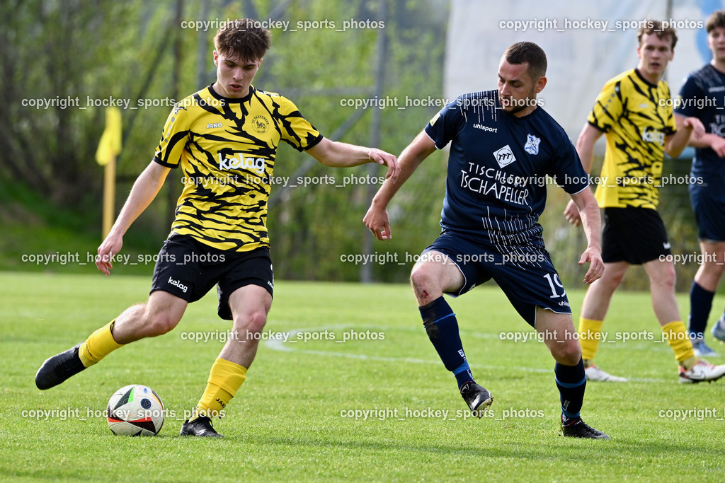 FC Faakersee vs. FC Dölsach | #7 Felix Michael Bachlechner FC Faakersee, #16 Pascal Obergantschnig FC Dölsach, FC Faakersee vs. FC Dölsach, FC Faakersee vs. FC Dölsach am 20.04.2025 in Finkenstein (Sportplatz Finkenstein), Austria, (Photo by Bernd Stefan)