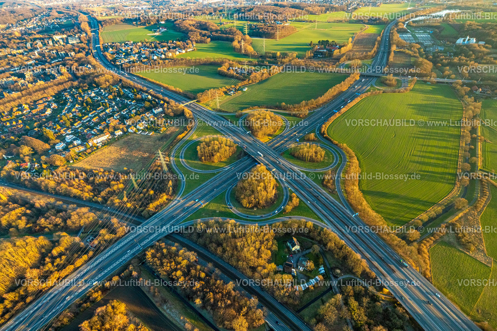 Bochum230202649 | Luftbild, Autobahnkreuz Bochum/Witten, Autobahn A44 und Autobahn A43, Querenburg, Bochum, Ruhrgebiet, Nordrhein-Westfalen, Deutschland