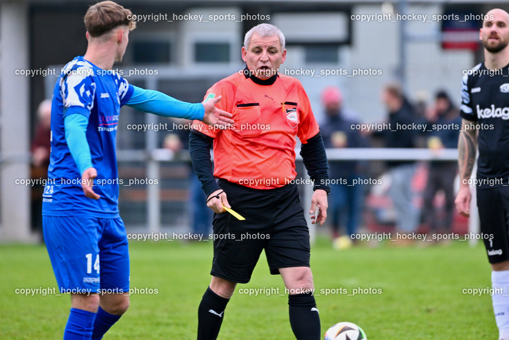 MSC Magdalen vs. SV Wernberg | #14 Fabian Obmann SV Wernberg, Alfons Tschematschar Referee, MSC Magdalen vs. SV Wernberg, MSC Magdalen vs. SV Wernberg am 10.11.2024 in Magdalen (Sportplatz Magdalen), Austria, (Photo by Bernd Stefan)