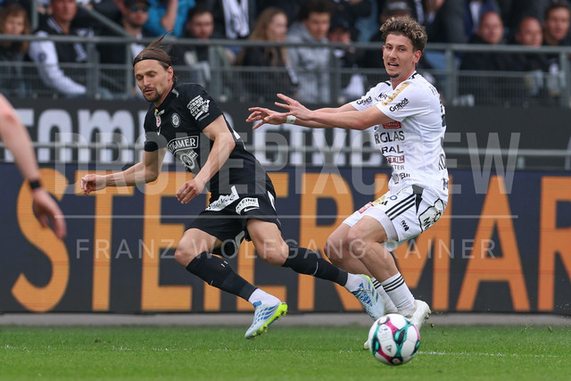 SK Puntigamer Sturm Graz vs TSV Egger Glas Hartberg – Championship Group    | Graz, Austria, 12.Apr.26 - SOCCER - ADMIRAL Bundesliga, SK Puntigamer Sturm Graz vs TSV Egger Glas Hartberg. The image shows Stefan Hierlaender (STU) and Damjan Kovacevic (Hartberg).    