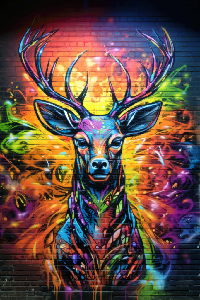 2601023 - Hirsch Street Art Graffiti | Ein Hirsch als buntes Graffiti Gemälde.