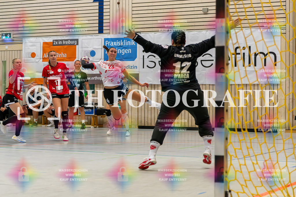 DEU, HSG Freiburg - TG Nuertingen, Handball, 2. Handball-Bundesliga, Saison 2023/2024, 04. Spieltag, Saison 2023/2024, 07.10.2023 | Leonie Dreizler (TG Nuertingen, #23) beim Wurf aufs Tor von Debora D'Arca (HSG Freiburg, #12)

DEU, HSG Freiburg - TG Nuertingen, Handball, 2. Handball-Bundesliga, Saison 2023/2024, 04. Spieltag, Saison 2023/2024, 07.10.2023

Foto: Eibner-Pressefoto/Thomas Hess