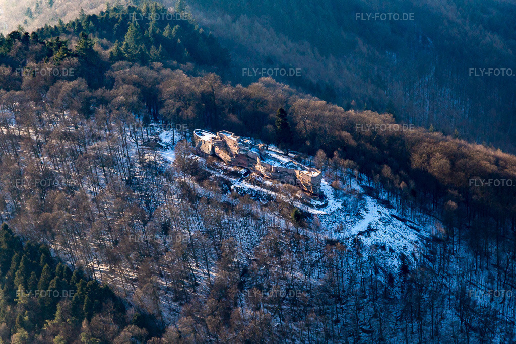 Luftbild: Ruine der mittelalterlichen Höhnburg Wegelnburg in Schönau im Bundesland Rheinland-Pfalz in Deutschland. Foto: IMG_096346.jpg vom 21.01.2017 durch Werner Riehm/FLY-FOTO.de