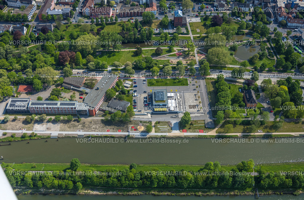 Hamm240506204 | Luftbild, R-Cafe Hamm, Gymnasium Hammonense, Datteln-Hamm-Kanal, Kanalkante, Ruderzentrum, Hamm, Ruhrgebiet, Nordrhein-Westfalen, Deutschland