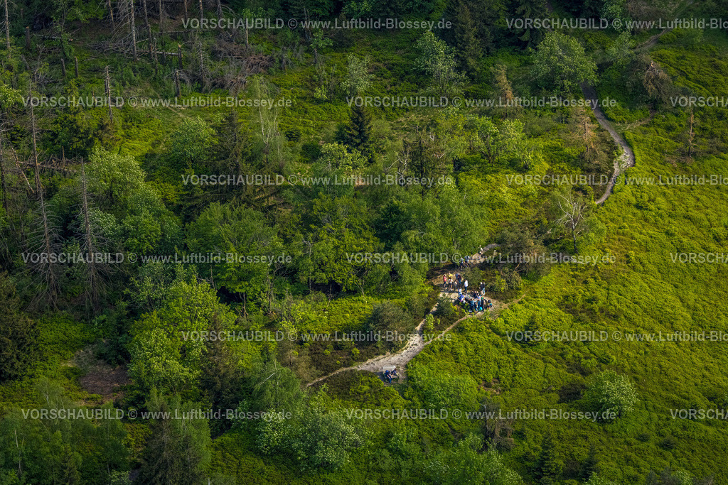 Horn-BadMeinberg240505808LippischerVelmerstot_TeutoburgerWald | Luftbild, Wandergruppe macht Rast in einem Waldstück am Eggeosthang, Waldschäden, Teutoburger Wald, Leopoldstal, Horn-Bad Meinberg, Ostwestfalen, Nordrhein-Westfalen, Deutschland