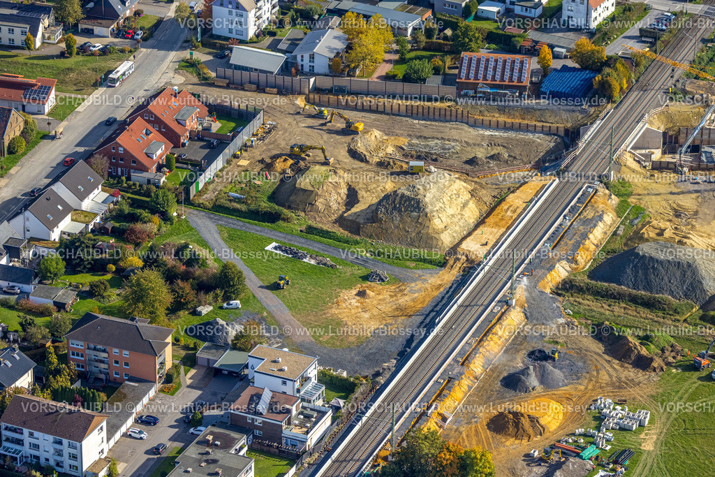 Hamm221003343 | Luftbild, geplanter Haltepunkt in Westtünnen, Baustelle am Südfeldweg und Von-Thünen-Straße für den künftigen Bahnhaltepunkt, Rhynern, Hamm, Ruhrgebiet, Nordrhein-Westfalen, Deutschland