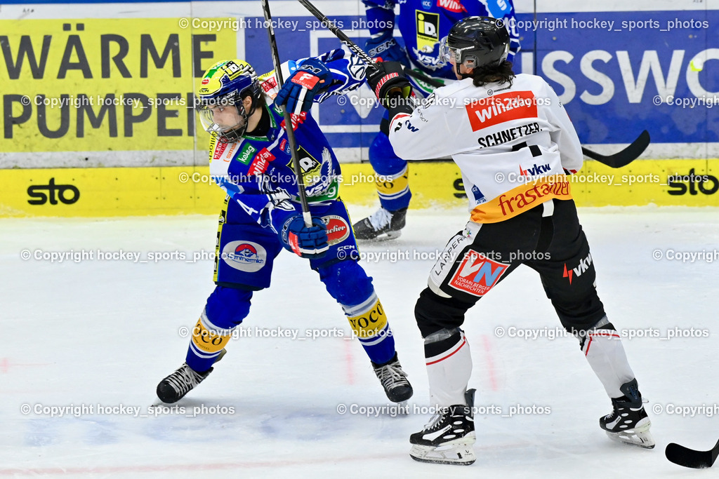 EC IDM Wärmepumpen VSV vs. Pioneers Vorarlberg | #14 Johannes Tschurnig EC VSV, #4 Ramon Schnetzer Pioneers Vorarlberg, EC IDM Wärmepumpen VSV vs. Pioneers Vorarlberg, EC IDM Wärmepumpen VSV vs. Pioneers Vorarlberg am 22.02.2026 in Villach (Stadthalle Villach), Austria, (Photo by Bernd Stefan)