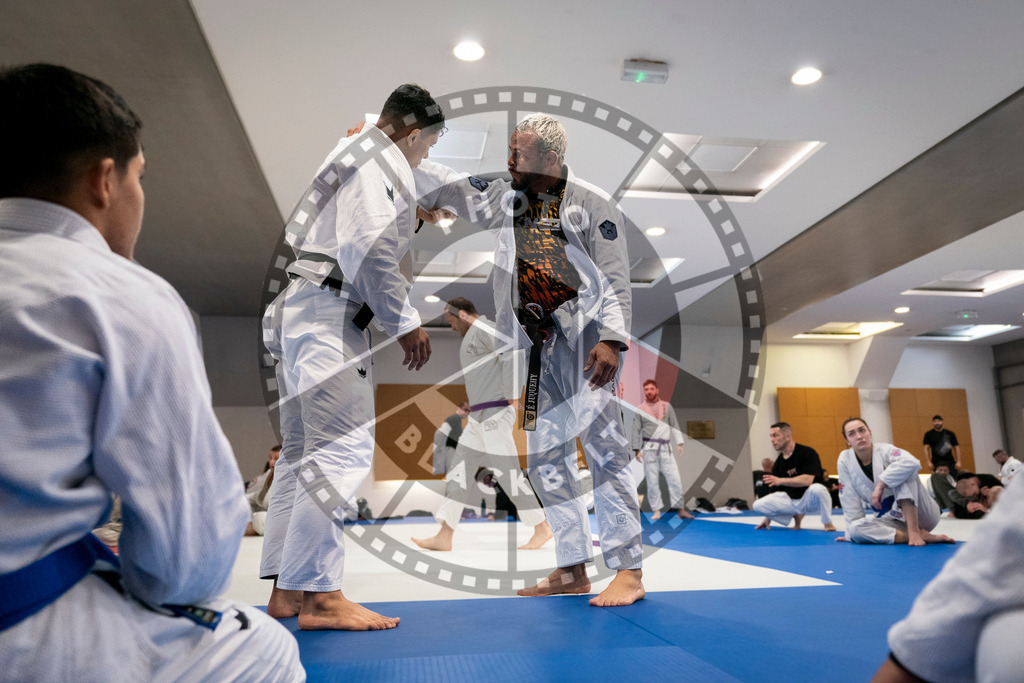 20240125PBB01738 | Fighters compete during the sixth day of the Brazilian Jiu-jitsu European Championship of the IBJJF in Paris, France, on January 25, 2024.