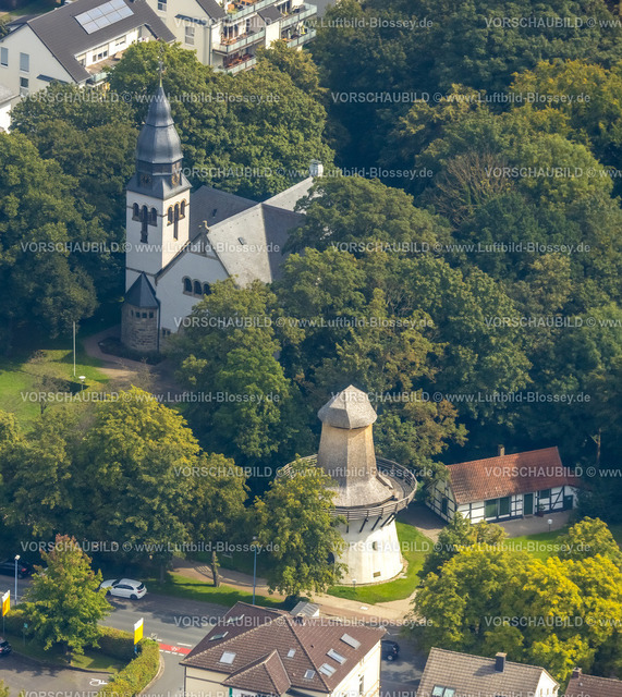 Unna230900943 | Luftbild, Evang. Christuskirche, Windpumpe der ehemaligen Saline Königsborn, Königsborn, Unna, Ruhrgebiet, Nordrhein-Westfalen, Deutschland