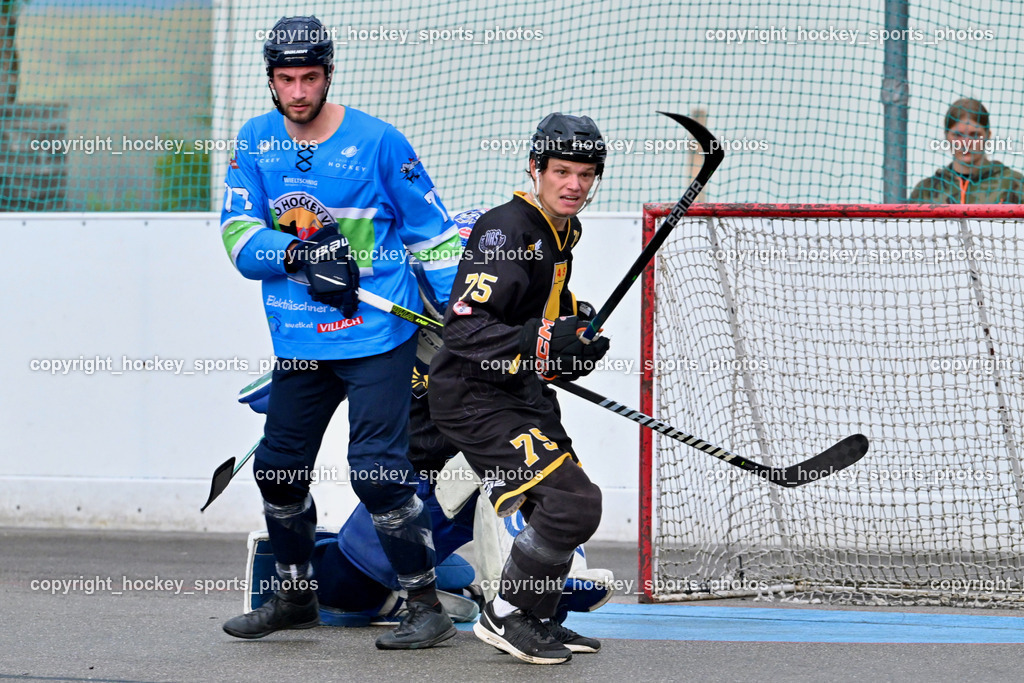 VAS Villach vs. ASKÖ Hockey Villach | #29 Wohlfahrt Benedikt VAS Villach, #77 WUNTSCHEK Manuel ASKÖ Villach Hockey, VAS Villach vs. ASKÖ Hockey Villach, VAS Villach vs. ASKÖ Hockey Villach am 03.07.2025 in Villach (Alpen Arena ), Austria, (Photo by Bernd Stefan)