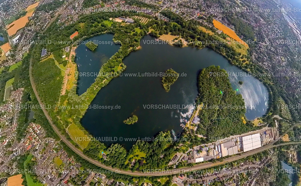 Duisburg230790219_Toeppersee | Luftbild, Toeppersee und Kleiner Toeppersee, Erdkugel, Fisheye Aufnahme, Fischaugen Aufnahme, 360 Grad Aufnahme, tiny world, Rumeln-Kaldenhausen, Duisburg, Ruhrgebiet, Nordrhein-Westfalen, Deutschland