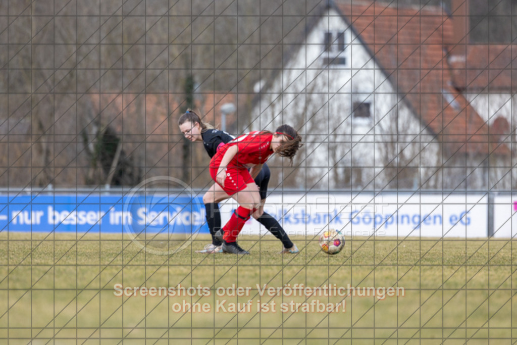 20250223_133638_0273 | #,1.FC Donzdorf (rot) vs. TSV Tettnang (schwarz), Fussball, Frauen-WFV-Pokal Achtelfinale, Saison 2024/2025, Rasenplatz Lautertal Stadion, Süßener Straße 16, 73072 Donzdorf, 23.02.2025 - 13:00 Uhr,Foto: PhotoPeet-Sportfotografie/Peter Harich
