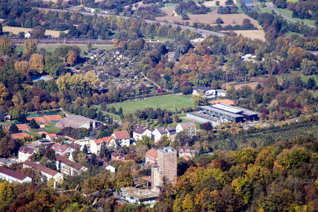 Luftbild: Turmberg im Ortsteil Durlach in Karlsruhe im Bundesland Baden-Württemberg in Deutschland. Foto: IMG_8605.jpg vom 14.10.2007 durch Werner Riehm/FLY-FOTO.de