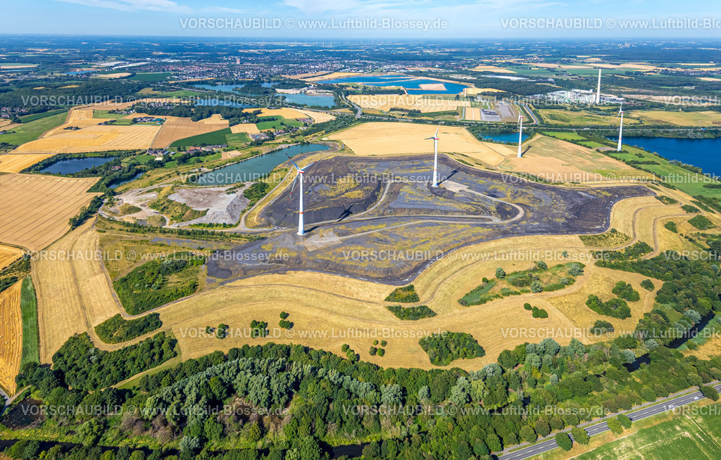 Kamp-Lintfort230706897 | Luftbild, Halde Kohlenhuck, Kiesbaggerei und Windräder, Rheinkamp-Kohlenhuck, Moers, Ruhrgebiet, Nordrhein-Westfalen, Deutschland