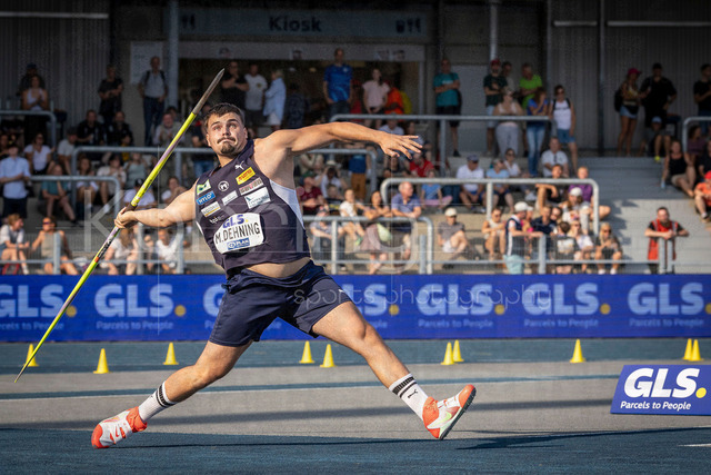 Deutsche Leichtathletik-Meisterschaften; Bochum-Wattenscheid, 25.07.2026 | Max Dehning (TSV&nbsp;Bayer&nbsp;04&nbsp;Leverkusen) beim Speerwurf; Deutsche Leichtathletik-Meisterschaften am 25.07.2026 im Lorheide-Stadion, Bochum-Wattenscheid (Nordrhein-Westfalen).