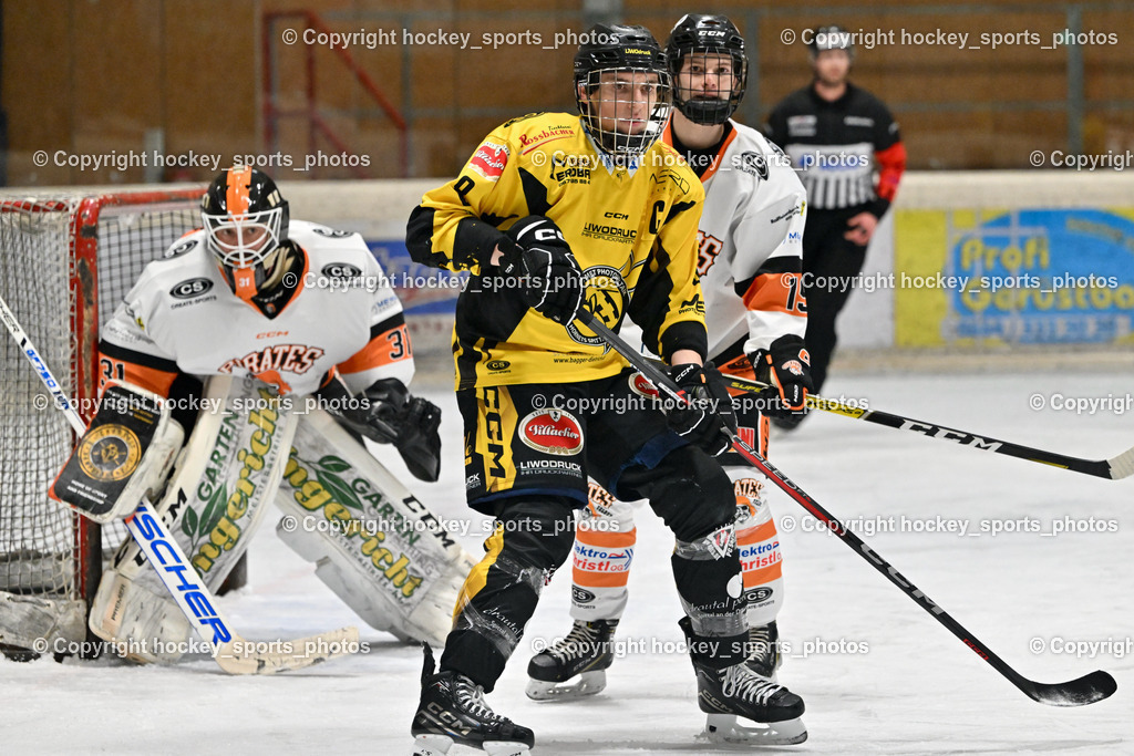 EC Spittal Hornets vs. USC Piraten Velden 7.2.2024 | #31 Schmarl Markus, #8 Komar Luca, #19 Kleiß Leon Philipp
