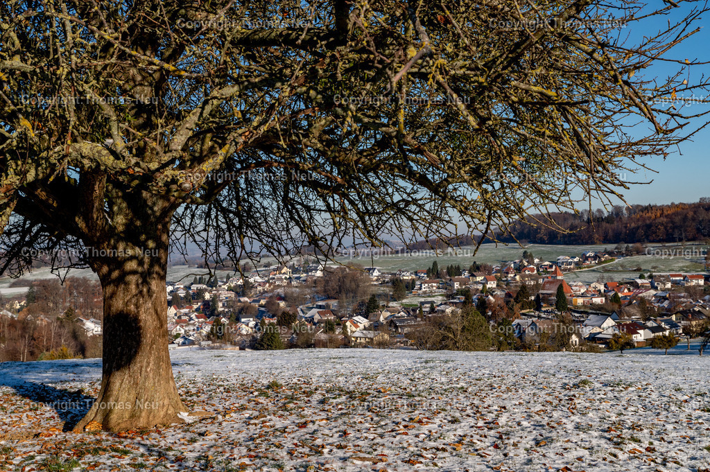 DSC_5245 |    wie mit Puderzucker überzogen präsentiert sich der vordere Odenwald , hier der Blick auf Gadernheim
