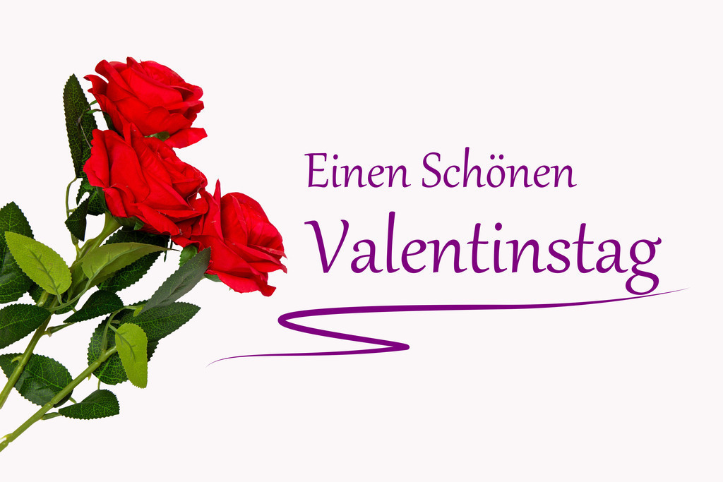 Valentinsgrüße: Rosen und Text EINEN SCHÖNEN VALENTINSTAG vor weißem Hintergrund | Valentinsgrüße: Rosen und Text EINEN SCHÖNEN VALENTINSTAG vor weißem Hintergrund - Realisiert mit Pictrs.com