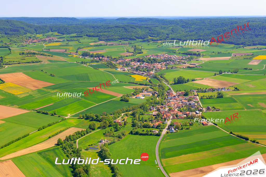 Die Luftbildaufnahme Unterschwappach - Knetzgau wurde 2018 mittels Flugzeug (keine Drohne) erstellt. Perfekte Schärfe und Druck- Auflösung- Garantiert!