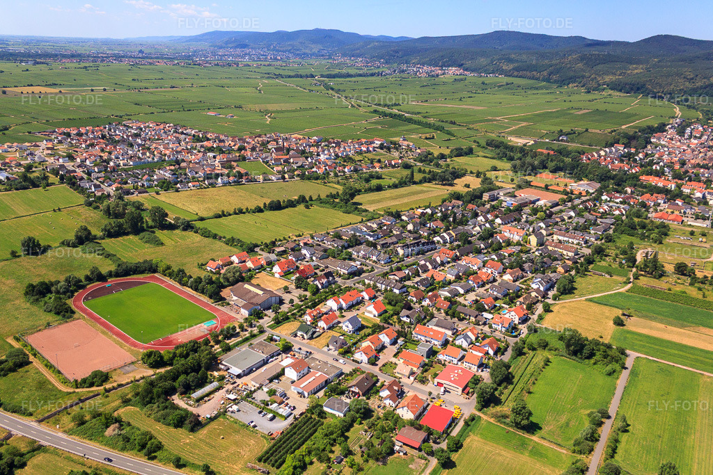 Luftbild: Sportplatz des TSG 1849 Deidesheim e.V. in Deidesheim im Bundesland Rheinland-Pfalz in Deutschland. Foto: IMG_30151.jpg vom 05.07.2010 durch Werner Riehm/FLY-FOTO.deTSG Deidesheim