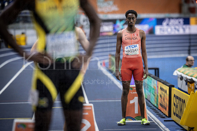 World Athletics Indoor Championships Kujawy Pomorze 26, 21.03.2026 | TORUN, POLAND - MARCH 21:  Abdullahi HASSAN (CAN) competes in the men's 800m during the World Athletics Indoor Championships Kujawy Pomorze 26 on day 2 / session 1 at Kujawsko-Pomorska Arena Torun on March 21, 2026 in Torun, Poland. 