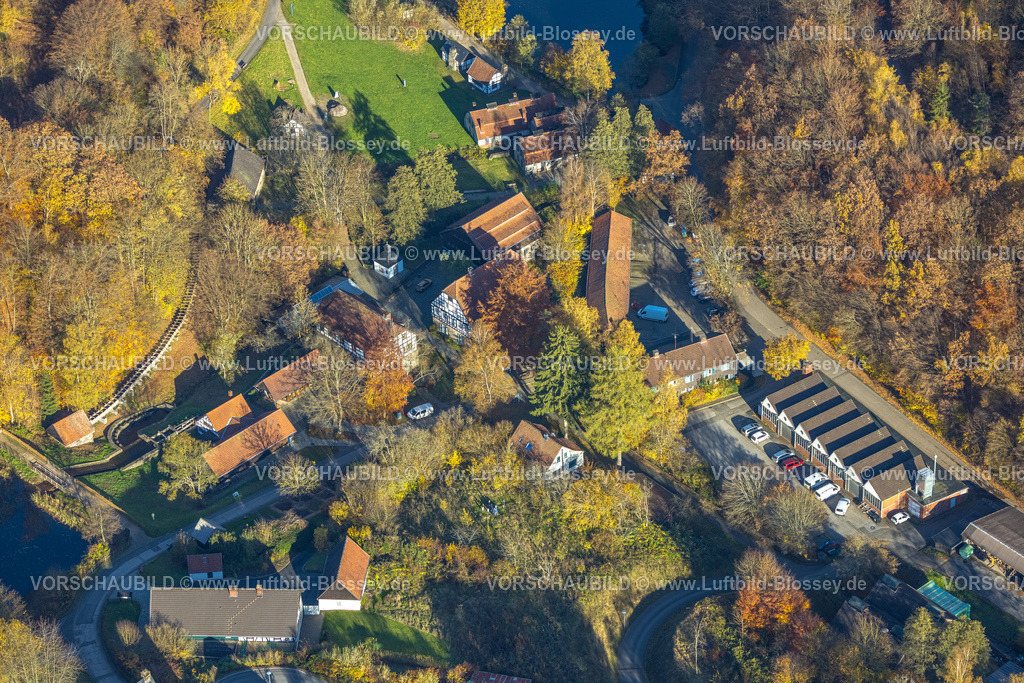 Hagen251103707 | Luftbild, LWL-Freilichtmuseum-Dorf und herbstliche Bäume,  Eilpe, Hagen, Ruhrgebiet, Nordrhein-Westfalen, Deutschland