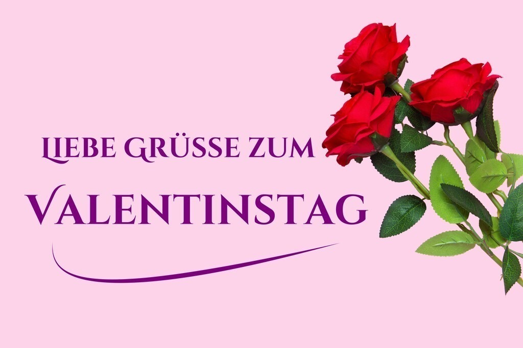 Valentinsgrüße: Rosen und Text LIEBE GRÜSSE ZUM VALENTINSTAG vor Hintergrund in Pastellrosa | Valentinsgrüße: Rosen und Text LIEBE GRÜSSE ZUM VALENTINSTAG vor Hintergrund in Pastellrosa - Realisiert mit Pictrs.com