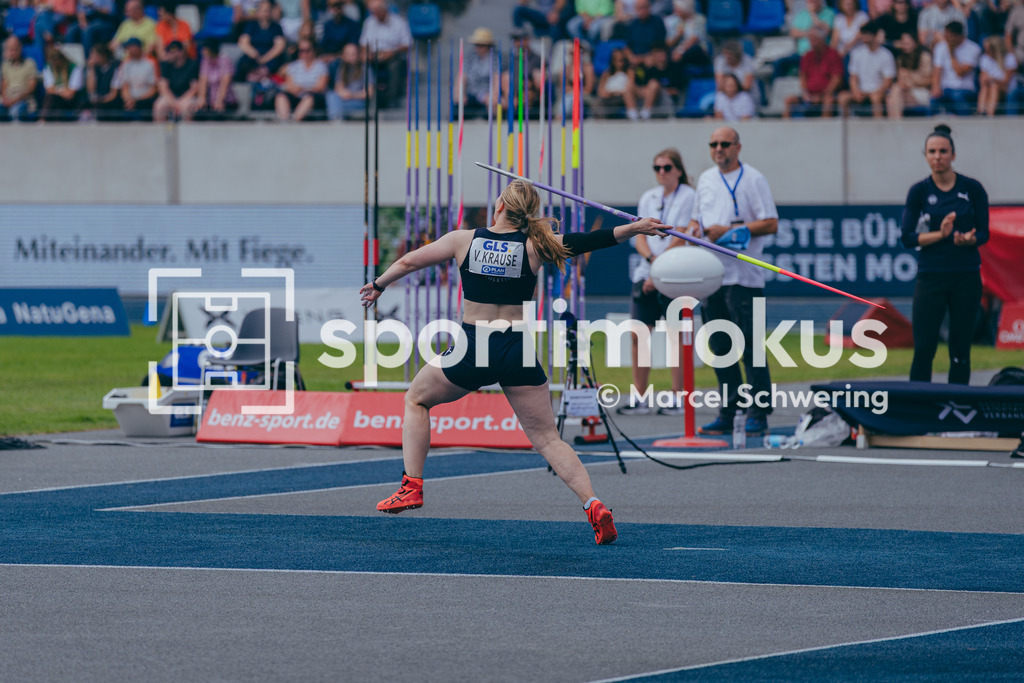 Deutsche Meisterschaften der Frauen und Männer 2026 | Victoria Krause, Düsseldorf Athletics, Speerwurf, Deutsche Meisterschaften der Frauen und Männer 2026, Lohrheidestadion Bochum-Wattenscheid, 26.07.2026. Foto: Marcel Schwering / sportimfokus - Realisiert mit Pictrs.com