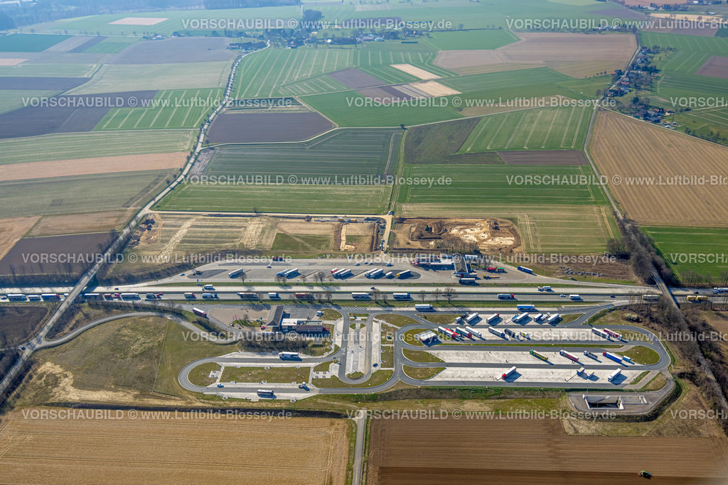 Werl220301089 | Luftbild, Autobahnraststätte Am Haarstrang an der Autobahn A44, Westbüderich, Werl, Soester Börde, Nordrhein-Westfalen, Deutschland