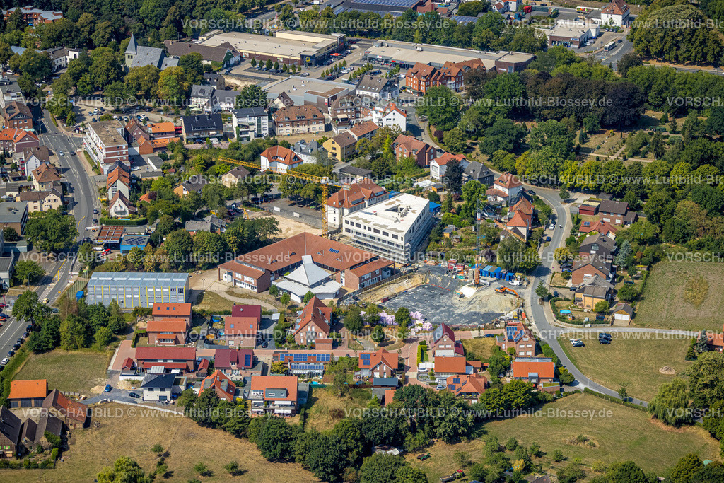 Hamm220809416HerringenPelkum | Luftbild, Baustelle mit Neubau und Sanierung Arnold-Freymuth-Gesamtschule / Falkschule, Herringen, Hamm, Ruhrgebiet, Nordrhein-Westfalen, Deutschland