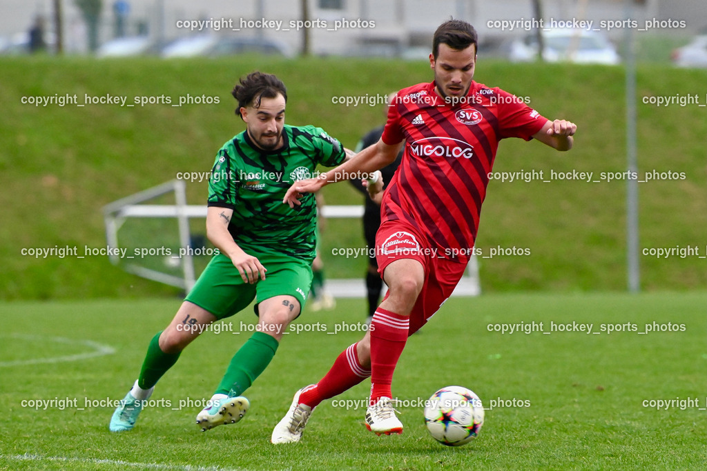 SC Landskron vs. SV St. Jakob  | #10 Nemanja Lukic SC Landskron, #23 Christoph Omann SV St. Jakob, SC Landskron vs. SV St. Jakob , SC Landskron vs. SV St. Jakob  am 16.05.2024 in Villach (Sportpark Landskron), Austria, (Photo by Bernd Stefan)