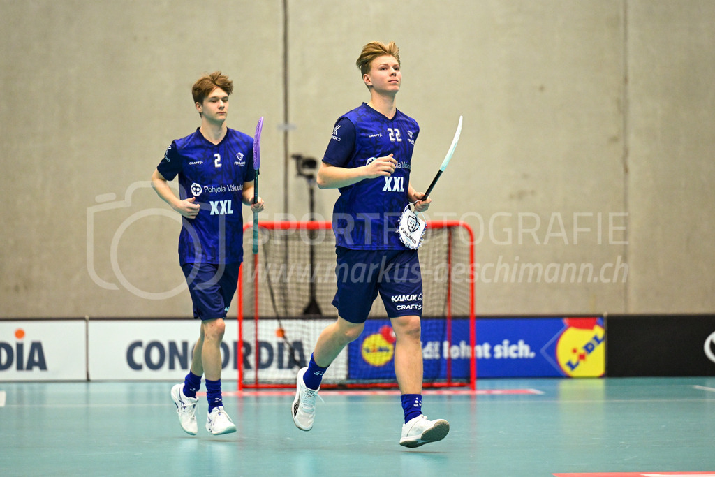 Switzerland U19 vs Finland U19 - 3. February 2024 | Switzerland U19 vs Finland U19
U19 Men International Matches in Switzerland
GoEasy Arena, Siggenthal Station
Finland forward #2 Viljami Engman and Finland forward #22 Ville Heiska.
Credit: Markus Aeschimann | <a href="https://www.markus-aeschimann.ch">Sportfotografie Markus Aeschimann</a> | <a href="https://www.instagram.com/sportfotografie.aeschimann">@sportfotografie.aeschimann</a> - Realisiert mit Pictrs.com