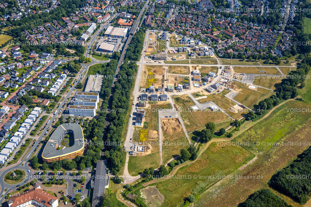 Duisburg220701492 | Luftbild, Angerbogen, Wohngebiet Alter Angerbach, Baugebiet, Huckingen, Duisburg, Ruhrgebiet, Nordrhein-Westfalen, Deutschland