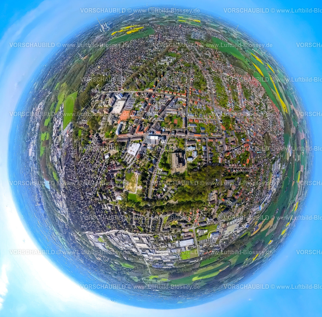 Hamm230490030Bockum-HoevelMitte-topaz | Luftbild, Bockum-Hövel Ansicht, Stadtmitte, Erdkugel, Fisheye Aufnahme, Fischaugen Aufnahme, 360 Grad Aufnahme, Bockum-Hövel, Hamm, Ruhrgebiet, Nordrhein-Westfalen, Deutschland