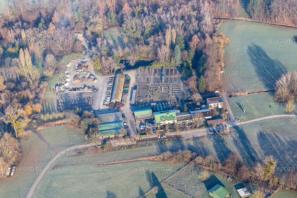 Luftbild: Bienwald Baumschule in Berg im Bundesland Rheinland-Pfalz in Deutschland. Foto: IMG_124041.jpg vom 11.01.2021 durch Werner Riehm/FLY-FOTO.de – Auflösung des Originals: 5472 x 3648 px