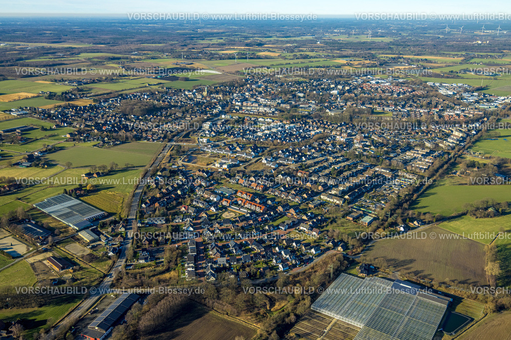 Bottrop240107786 | Luftbild, Wohngebiet Ortsansicht Kirchhellen, Bottrop, Ruhrgebiet, Nordrhein-Westfalen, Deutschland