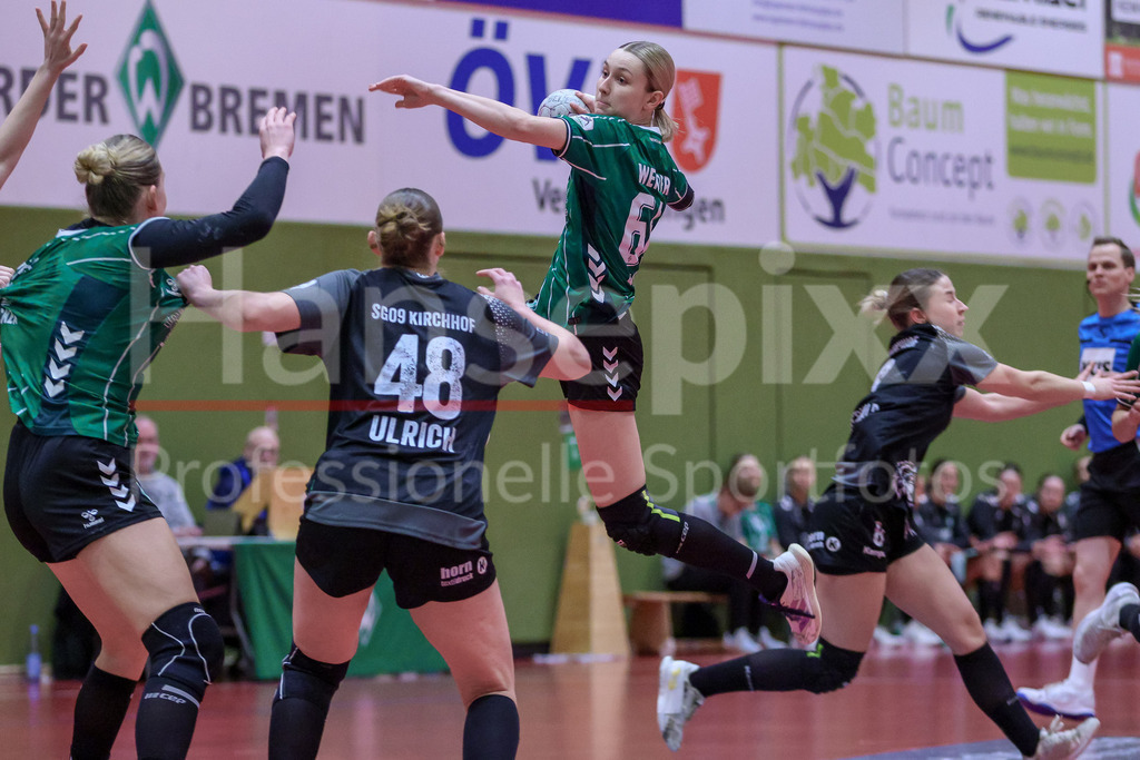 Handball, 2. Bundesliga Frauen, SV Werder Bremen - SG 09 Kirchhof | Luise Albert (SV Werder Bremen, 66) beim Wurf, am Ball, Spielszene, Aktion, Action