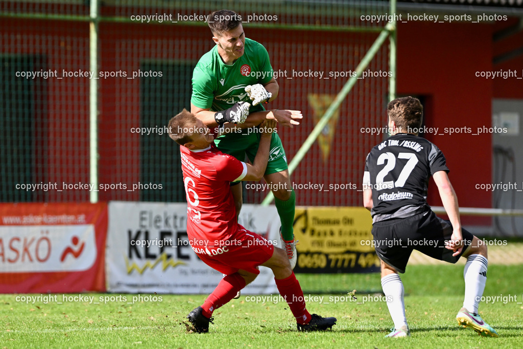 SV Rothentuhurn vs. URC Thal Assling | #16 Niklas Hinteregger SV Rothenthurn, #1 Alexander Machorka SV Rothenthurn, #27 Dominik Klaus Kofler URC Thal Assling, SV Rothentuhurn vs. URC Thal Assling, SV Rothentuhurn vs. URC Thal Assling am 15.09.2024 in Rothenthurn (Sportplatz Rothenthurn), Austria, (Photo by Bernd Stefan)