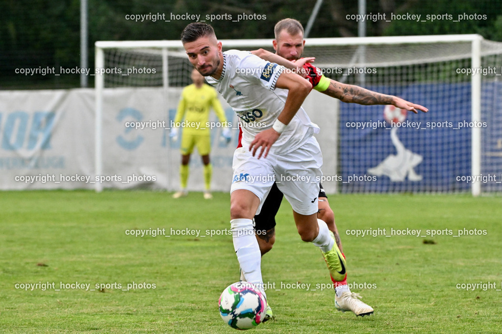 SAK vs. ATUS Ferlach | #7 Hrvoje Jakovljevic SAK, #5 Daniel Jobst ATUS Ferlach, SAK vs. ATUS Ferlach, SAK vs. ATUS Ferlach am 01.08.2025 in Klagenfurt (Sportpark Welzenegg), Austria, (Photo by Bernd Stefan)