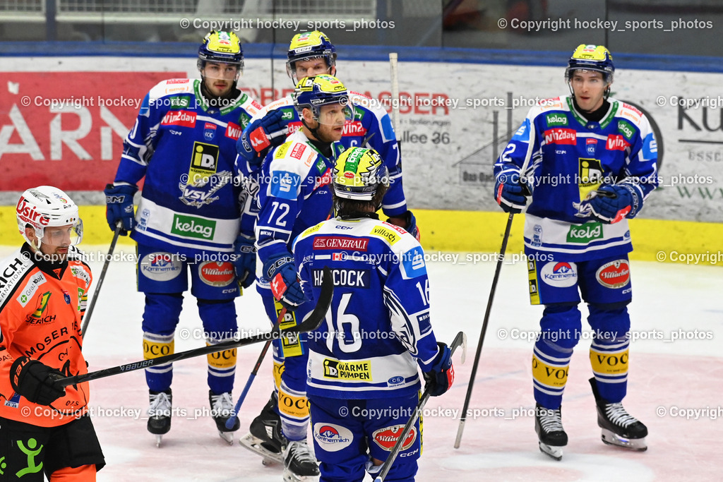 EC IDM WÄRMEPUMPEN VSV vs. MOSER MEDICAL GRAZ99ERS | #16 Kevin Hancock EC VSV, #12 Brett Budgell EC VSV, Jubel EC VSV, #72 John Hughes EC VSV, #77 Philipp Lindner EC VSV, #40 Elias Wallenta EC VSV, EC IDM WÄRMEPUMPEN VSV vs. MOSER MEDICAL GRAZ99ERS, EC IDM WÄRMEPUMPEN VSV vs. MOSER MEDICAL GRAZ99ERS am 17.03.2026 in Villach (Stadthalle Villach), Austria, (Photo by Bernd Stefan)