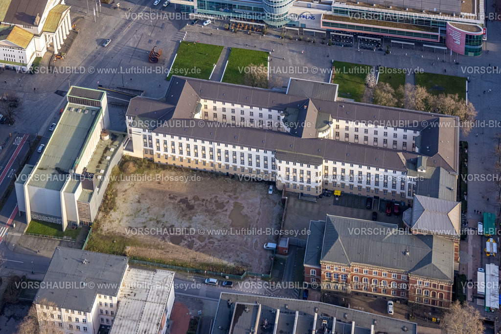 Duisburg230100646 | Luftbild, König-Heinrich-Platz, Landgericht und Amtsgericht, Altstadt, Duisburg, Ruhrgebiet, Nordrhein-Westfalen, Deutschland