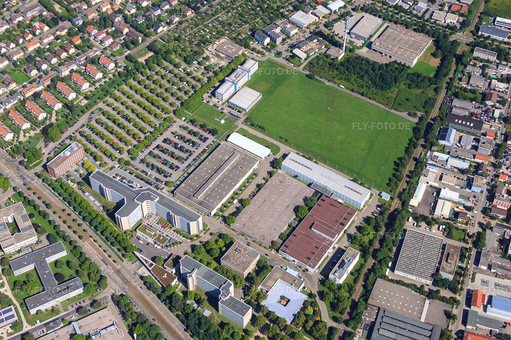 Luftbild: Siemens AG an der Siemensallee im Ortsteil Knielingen in Karlsruhe im Bundesland Baden-Württemberg in Deutschland. Foto: IMG_32149.jpg vom 20.08.2010 durch Werner Riehm/FLY-FOTO.de