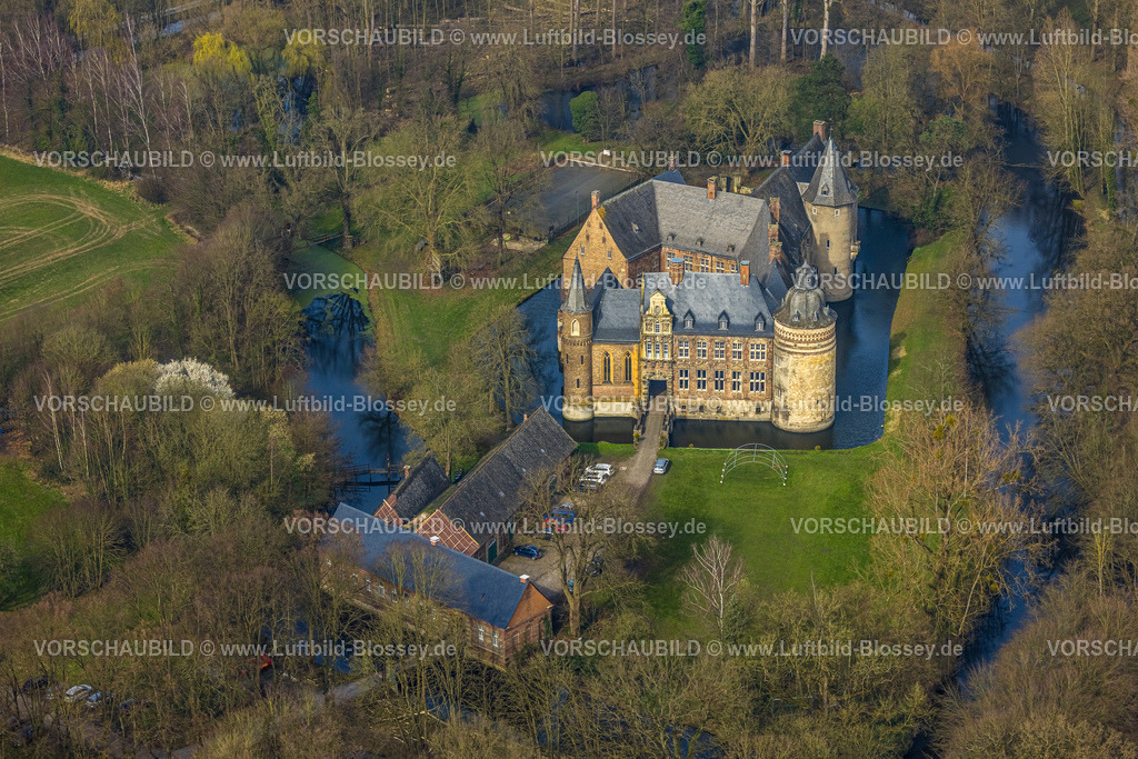Lippetal240307062HausAssen | Luftbild, Haus Assen, Renaissance-Schloss und Wasserburg, Ortsteil Lippborg, Lippetal, Nordrhein-Westfalen, Deutschland