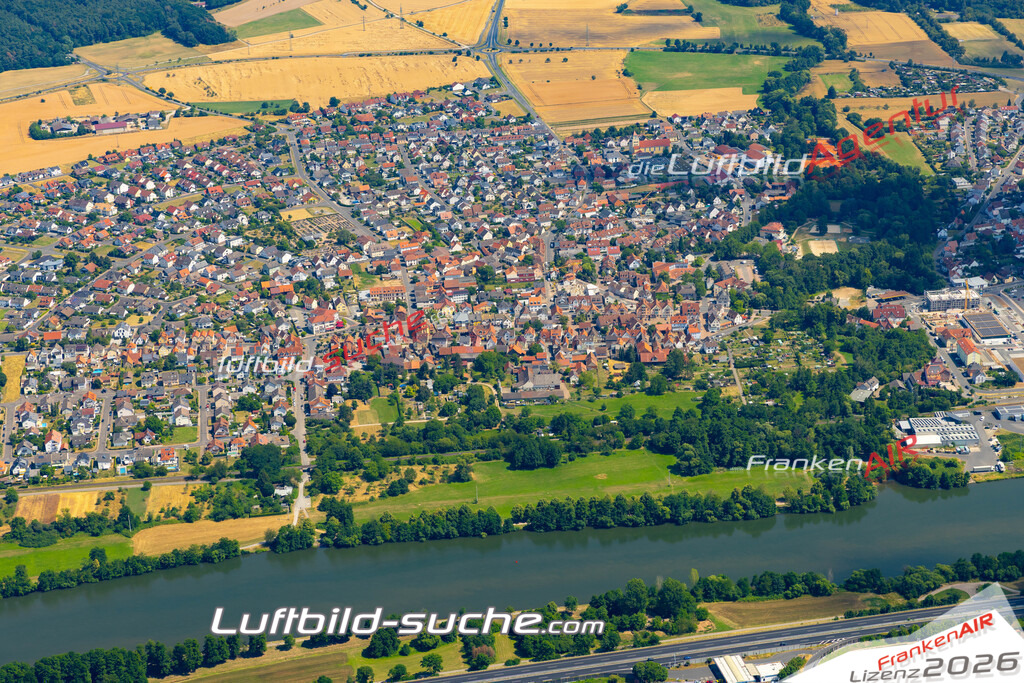 Das Luftbild zeigt :  Elsenfeld - Die Luftaufnahme wurde 2023 vom UL-Flugzeug aus erstellt ( keine Drohne ) - Hochauflösende Luftaufnahme - Für grossformatige Ausdrucke geeignet. Die Geschenkidee !Mit Lizenz und Bildrechte bestellbar