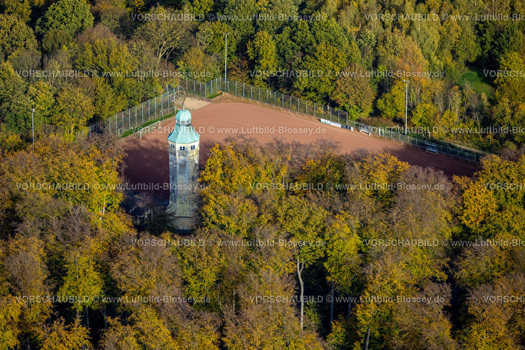 Herne221101311oestlich | Luftbild, Wasserturm, Sportplatz Am Volkspark, Herbstwald, Börnig, Herne, Ruhrgebiet, Nordrhein-Westfalen, Deutschland